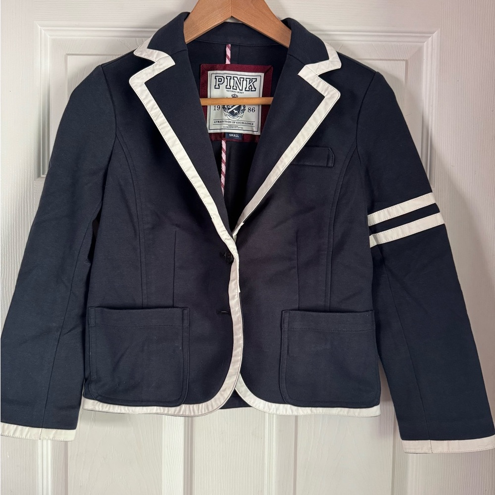 Navy Blazer with Cream Accents